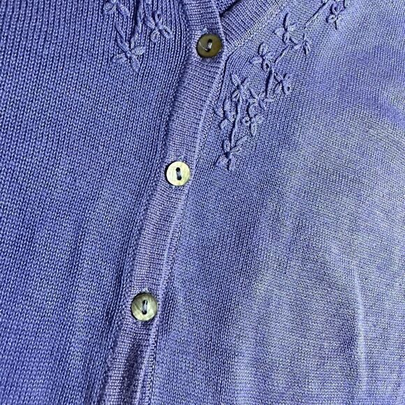 V neck silk knitted Lilac cardigan size Small Cullen brand w embroidery detail - Picture 6 of 9
